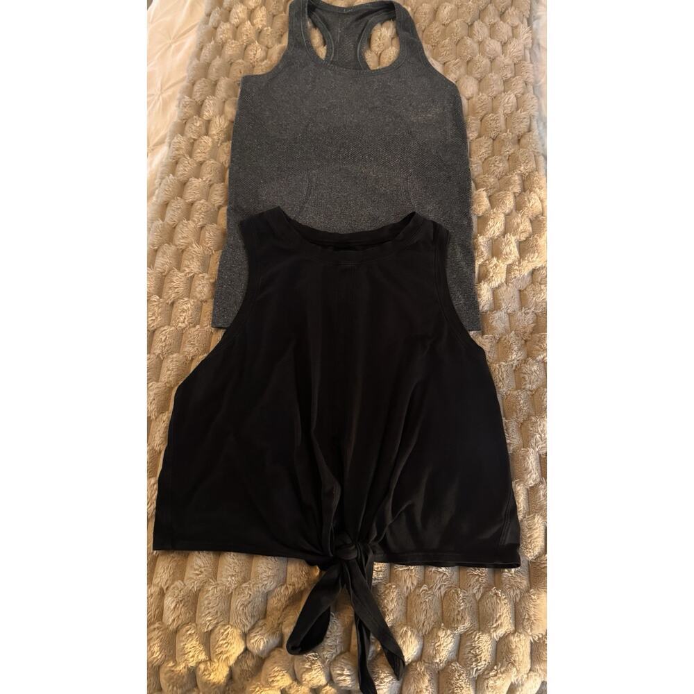 Lululemon Swiftly Tech Racerback Gray-Tie Front Yoga Black Tank Tops Size 4